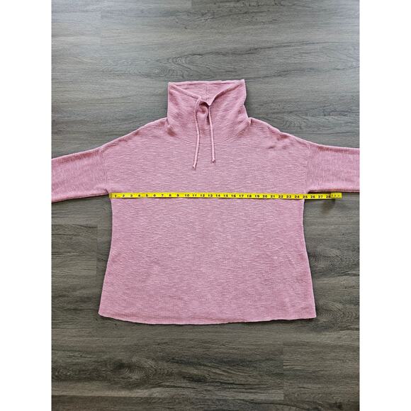 Eileen Fisher PINK Organic Linen Cotton Slub Funnel Neck Top Hoodie Sweater L - Picture 11 of 15